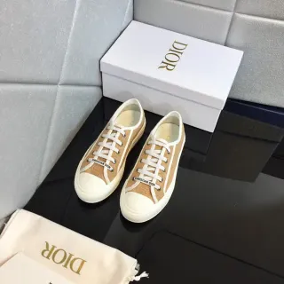 Dior Beige White Canvas Upper Rubber Sole Lifestyle Sneakers