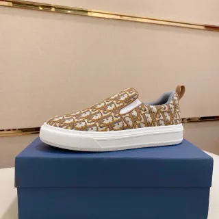 Dior Beige Blanc Monogram Jacquard Partie supérieure Slip-On Construction Sneakers lifestyle