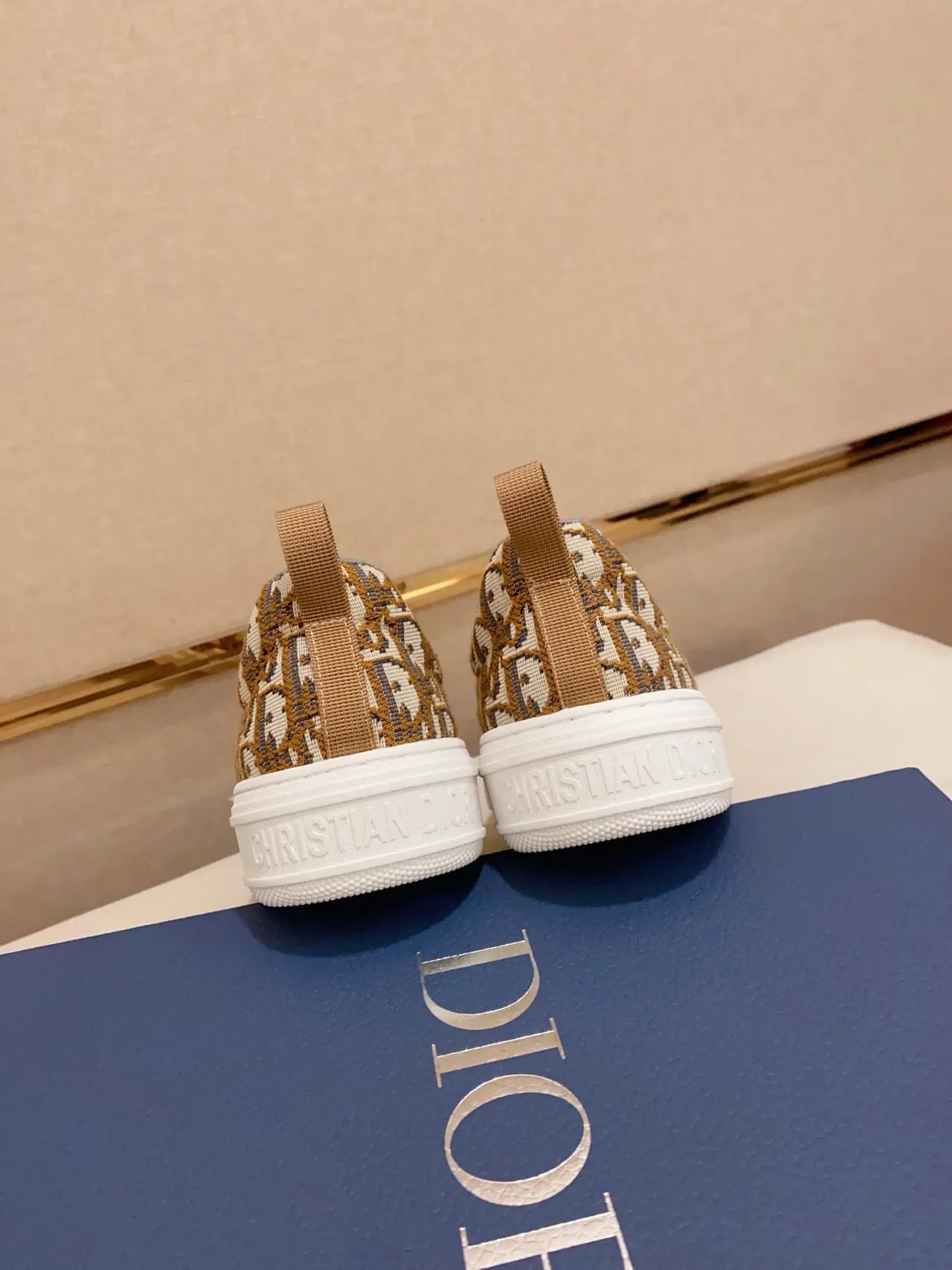 Dior Beige Blanc Monogram Jacquard Partie supérieure Slip-On Construction Sneakers lifestyle 2