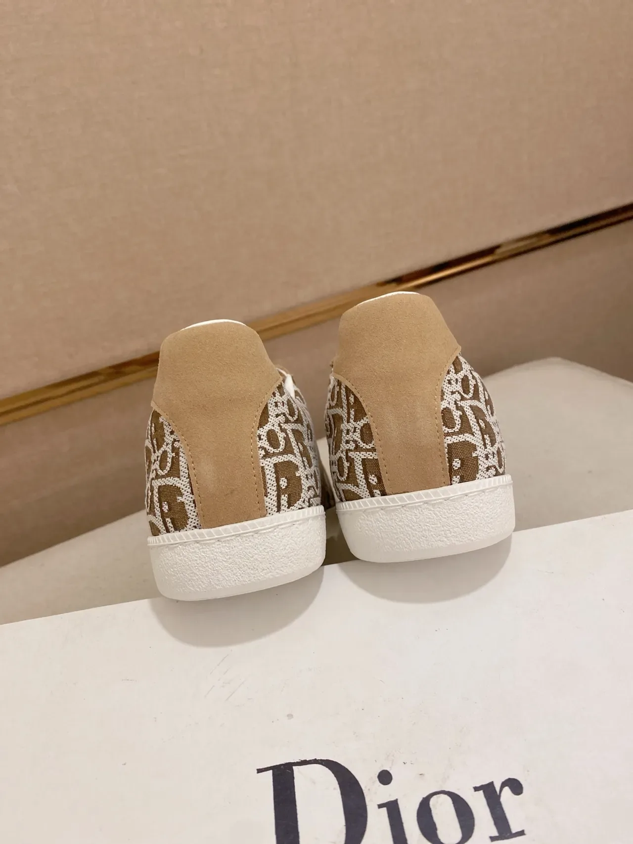 Dior بيج أبيض مونوغرام مطبوع نسيج سويد طبقات سينيكرز لايف ستايل 2