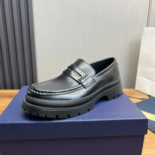 Dior Black Chunky Lug Sole Metal Logo Strap Loafer