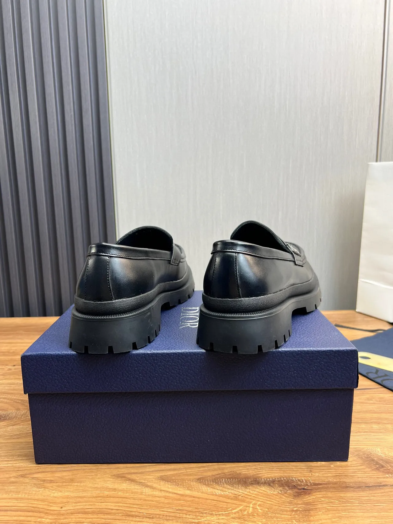 Dior Black Chunky Lug Sole Metal Logo Strap Loafer 5
