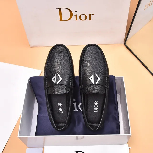 Dior Black Silver Pebbled Leather Metal Buckle Detail Loafer 3
