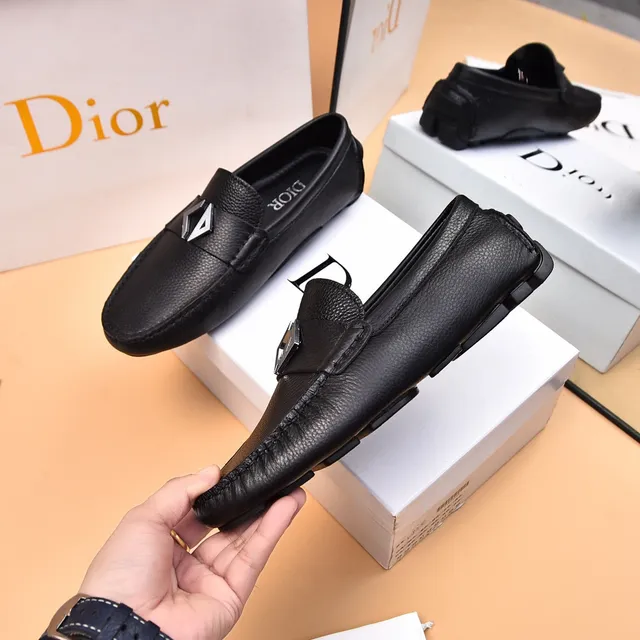Dior Black Silver Pebbled Leather Metal Buckle Detail Loafer 4