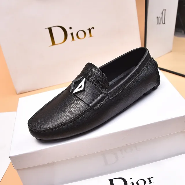 Dior Black Silver Pebbled Leather Metal Buckle Detail Loafer 6