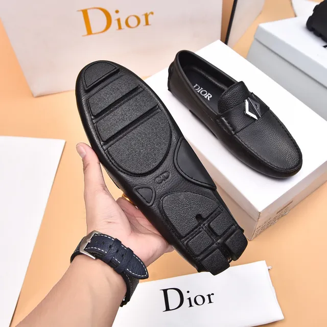 Dior Black Silver Pebbled Leather Metal Buckle Detail Loafer 7