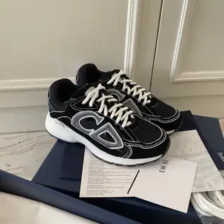 Dior Black White Chunky Sole Mesh And Synthetic Overlay Lifestyle Sneakers
