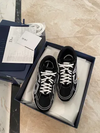 Dior Black White Chunky Sole Mesh And Synthetic Overlay Lifestyle Sneakers 2