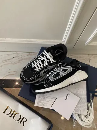 Dior Black White Chunky Sole Mesh And Synthetic Overlay Lifestyle Sneakers 4
