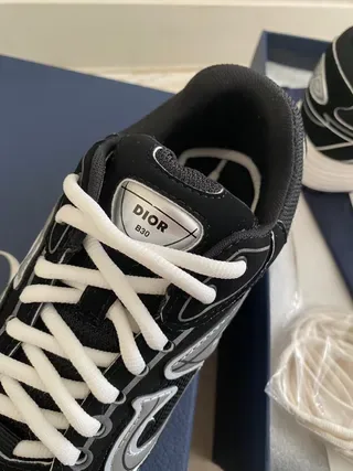 Dior Black White Chunky Sole Mesh And Synthetic Overlay Lifestyle Sneakers 5
