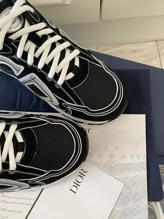 Dior Black White Chunky Sole Mesh And Synthetic Overlay Lifestyle Sneakers 6