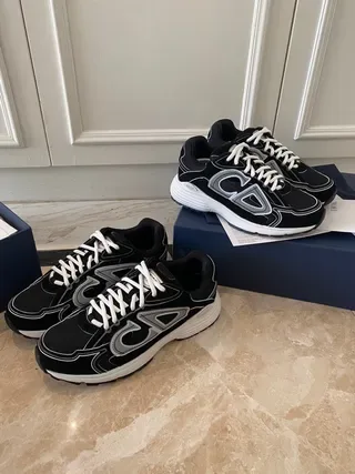 Dior Black White Chunky Sole Mesh And Synthetic Overlay Lifestyle Sneakers 7