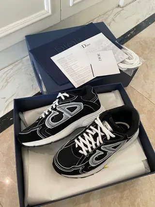 Dior Black White Chunky Sole Mesh And Synthetic Overlay Lifestyle Sneakers 8