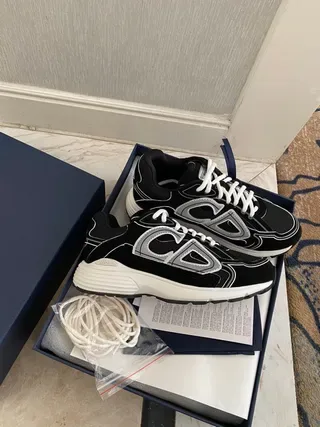 Dior Black White Chunky Sole Mesh And Synthetic Overlay Lifestyle Sneakers 9
