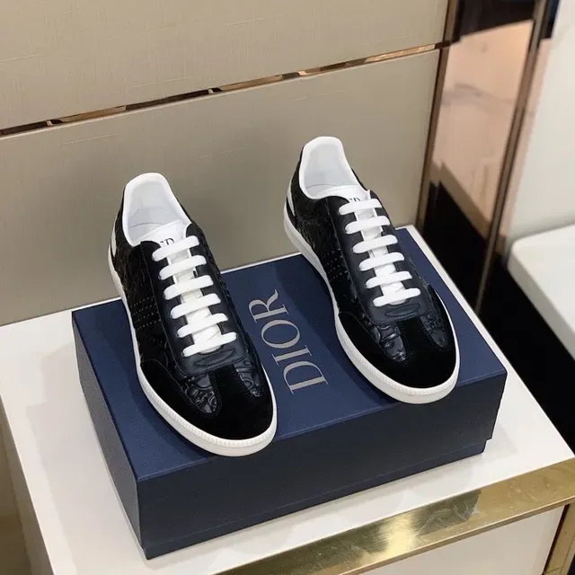 Dior Black White Embossed Monogram Upper Contrast Sole Lifestyle Sneakers 3