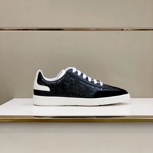 Dior Black White Embossed Monogram Upper Contrast Sole Lifestyle Sneakers 6