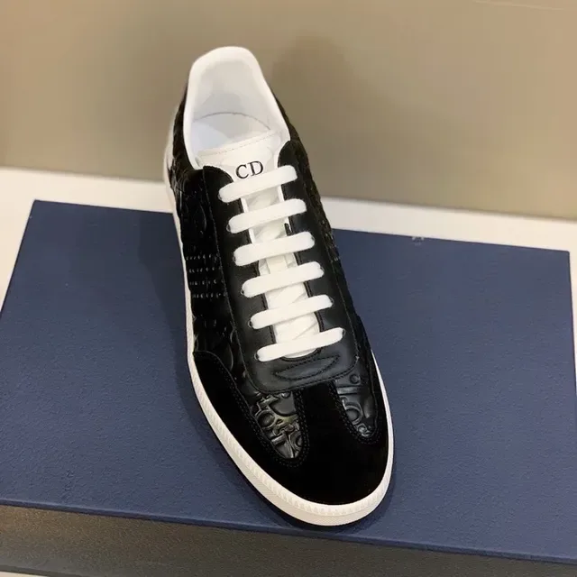 Dior Black White Embossed Monogram Upper Contrast Sole Lifestyle Sneakers 7