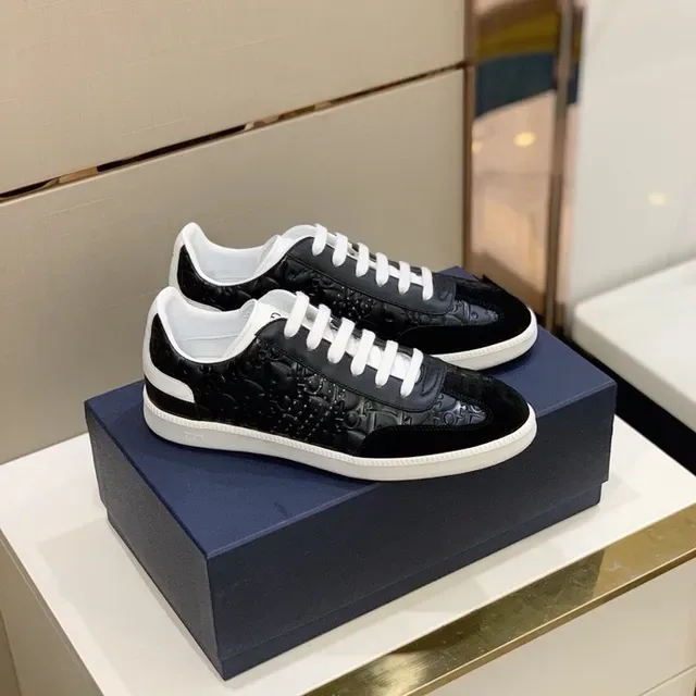 Dior Black White Embossed Monogram Upper Contrast Sole Lifestyle Sneakers 8