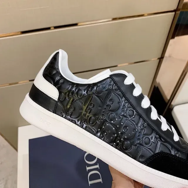 Dior Black White Embossed Monogram Upper Contrast Sole Lifestyle Sneakers 9