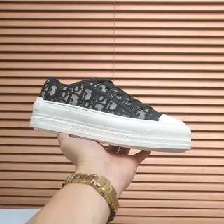 Dior Black White Monogrammed Mesh Upper Thick Platform Sole Lifestyle Sneakers