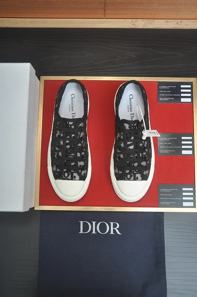 Dior Black White Monogrammed Mesh Upper Thick Platform Sole Lifestyle Sneakers 5