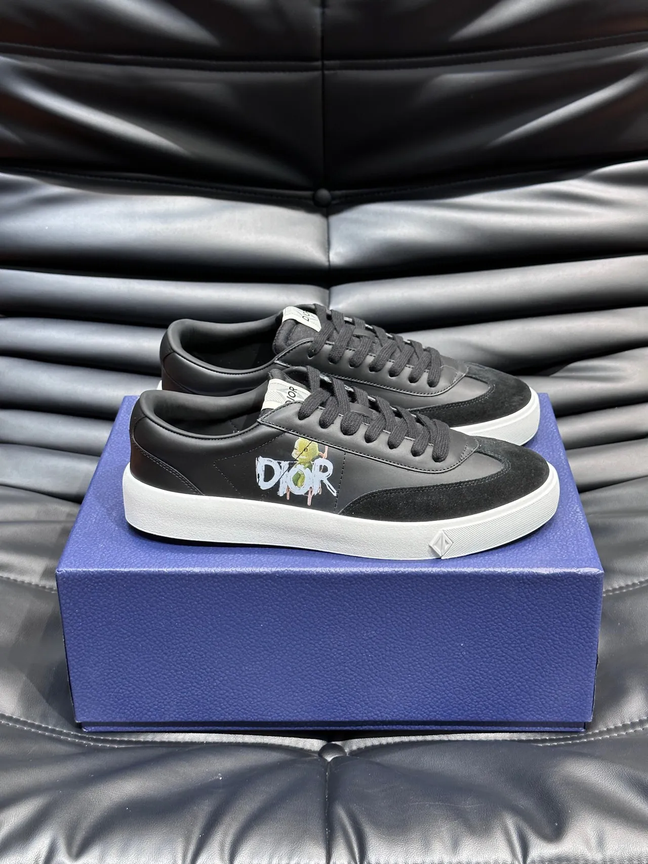 Dior Black White Suede And Leather Upper Contrast Sole Lifestyle Sneakers 4