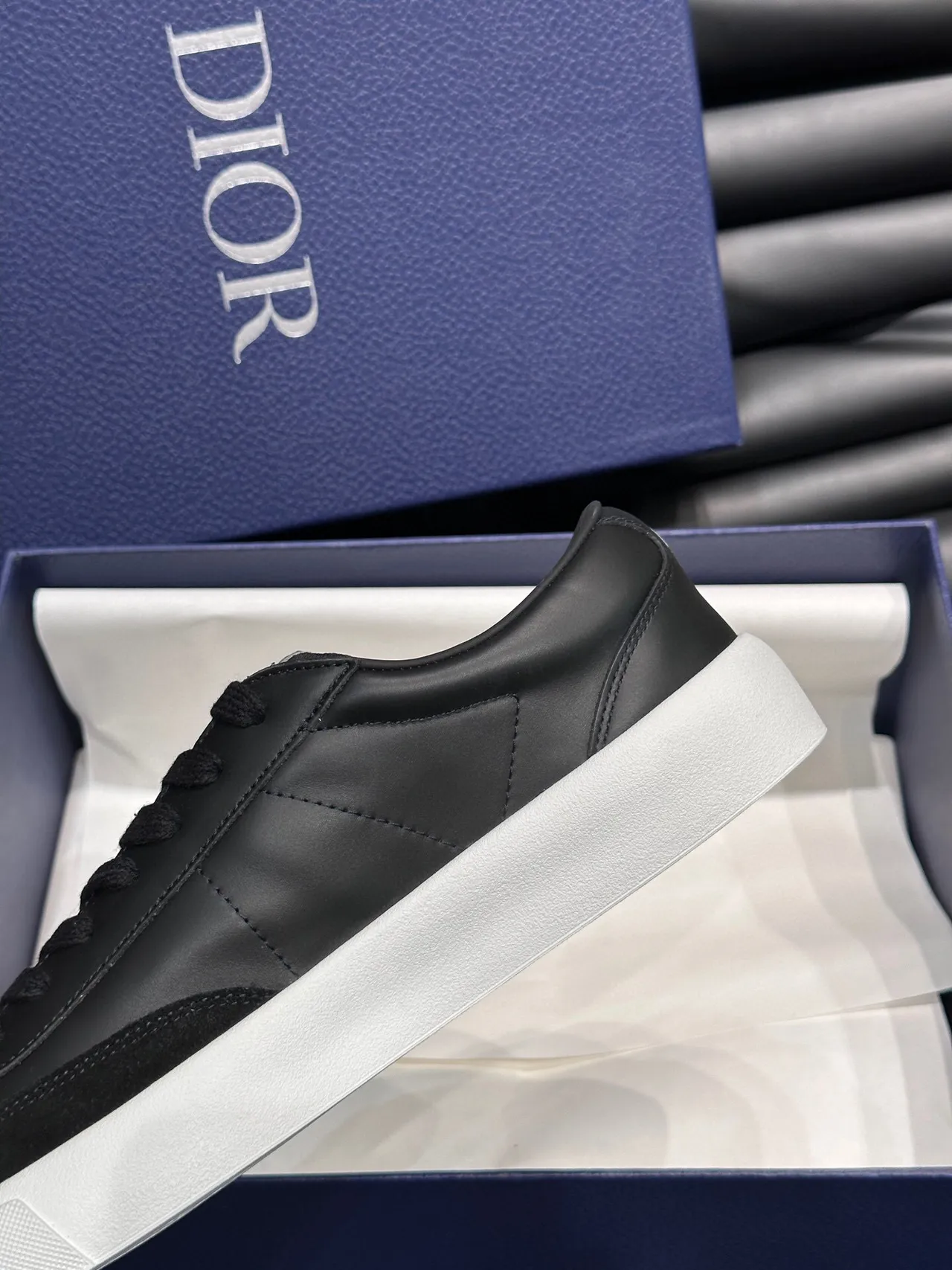 Dior Black White Suede And Leather Upper Contrast Sole Lifestyle Sneakers 8