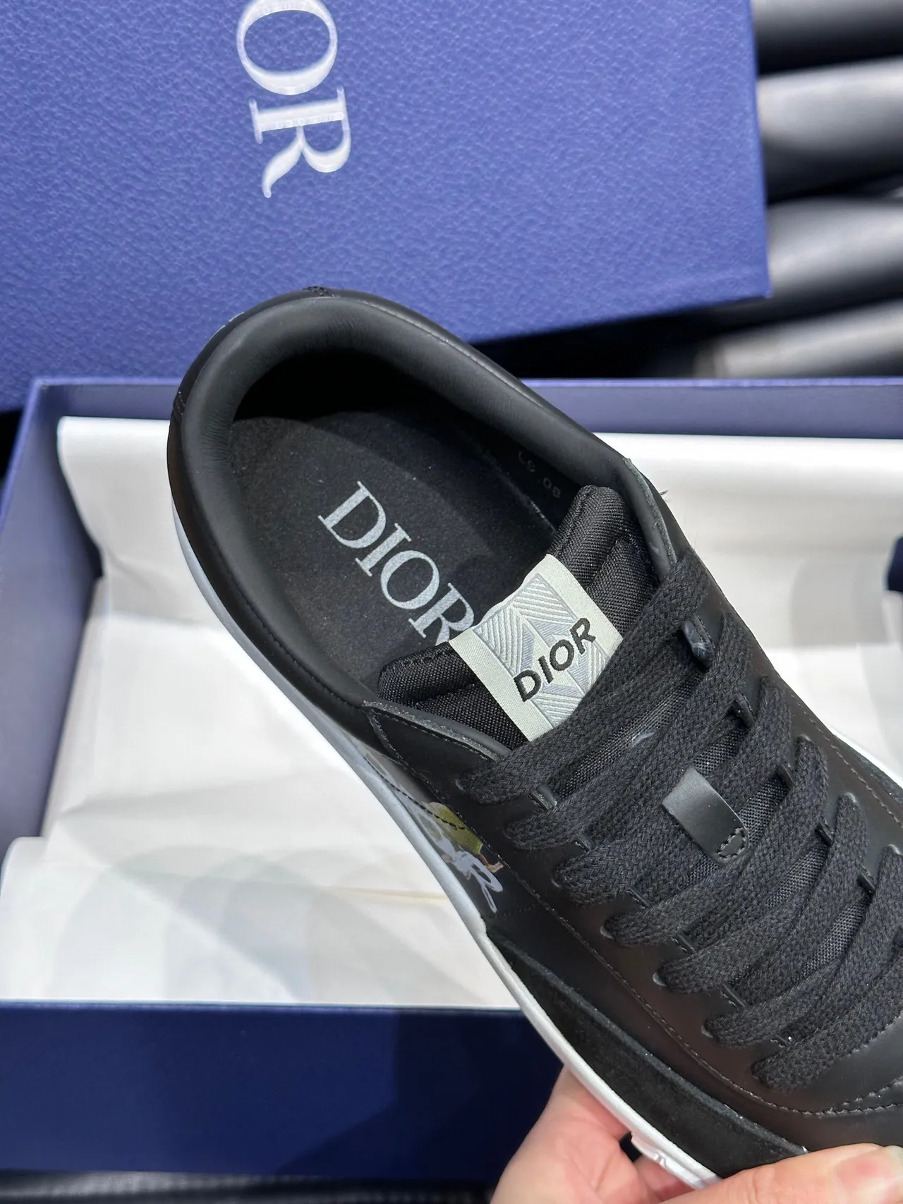 Dior Black White Suede And Leather Upper Contrast Sole Lifestyle Sneakers 9