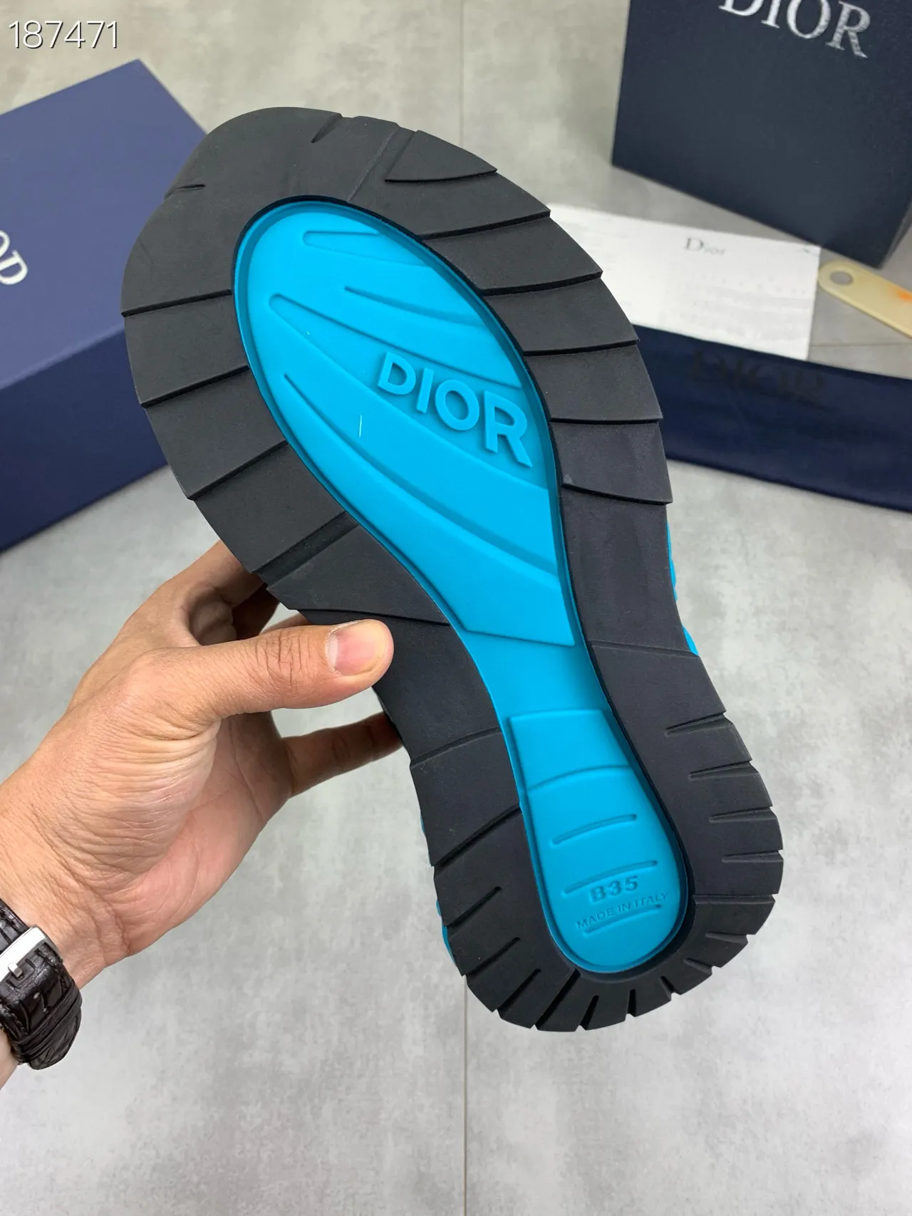 Dior Blue Black Sculpted Sole Mesh-and-Synthetic Overlay Construction Chunky Sneakers 4