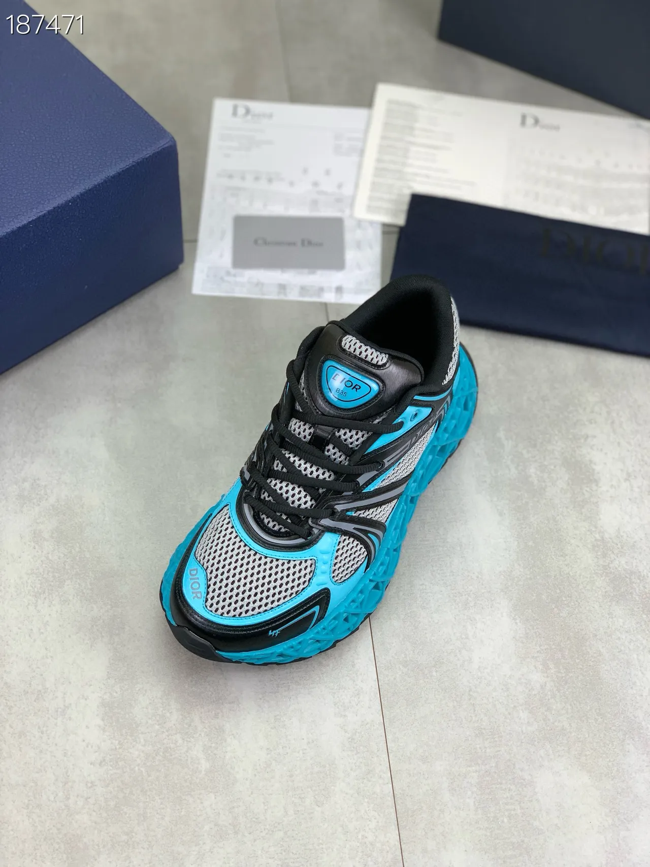 Dior Blue Black Sculpted Sole Mesh-and-Synthetic Overlay Construction Chunky Sneakers 7