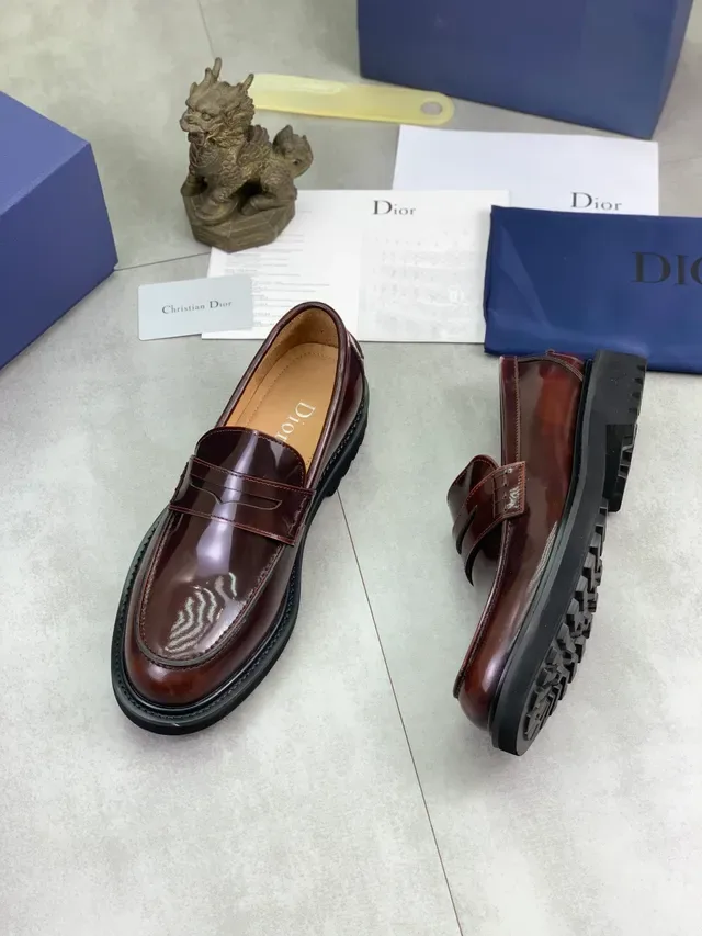 Dior Brown Black Glossy Patent Leather Penny Strap Detail Loafer 6