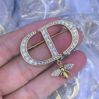Dior CD Bee Cristal-Pavé Ton Dorado Broche
