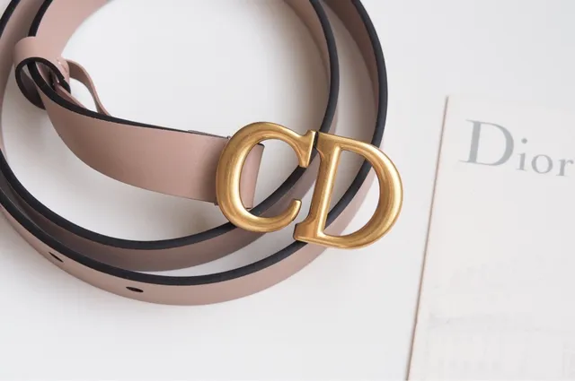 Dior CD Belt Beige Black Narrow Strap Piping Leather Belt 2