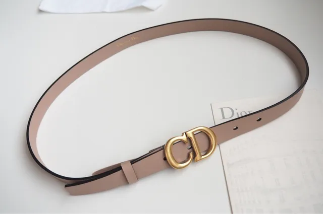 Dior CD Belt Beige Black Narrow Strap Piping Leather Belt 3