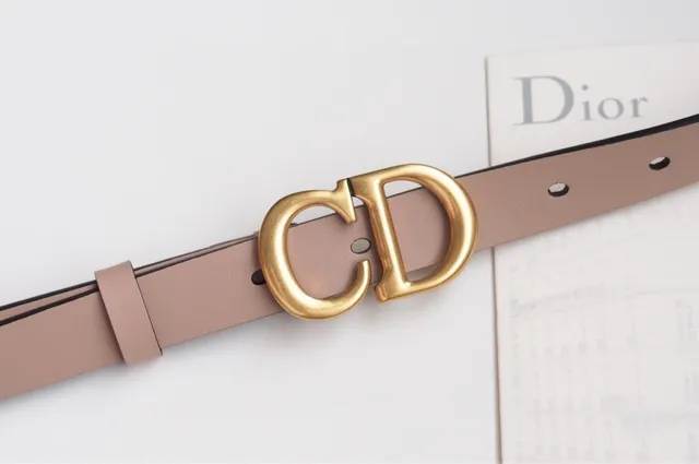 Dior CD Belt Beige Black Narrow Strap Piping Leather Belt 4