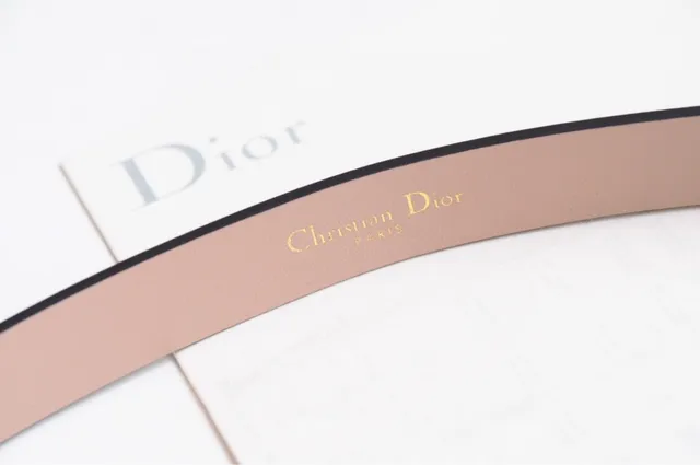 Dior CD Belt Beige Black Narrow Strap Piping Leather Belt 5