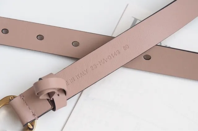 Dior CD Belt Beige Black Narrow Strap Piping Leather Belt 7
