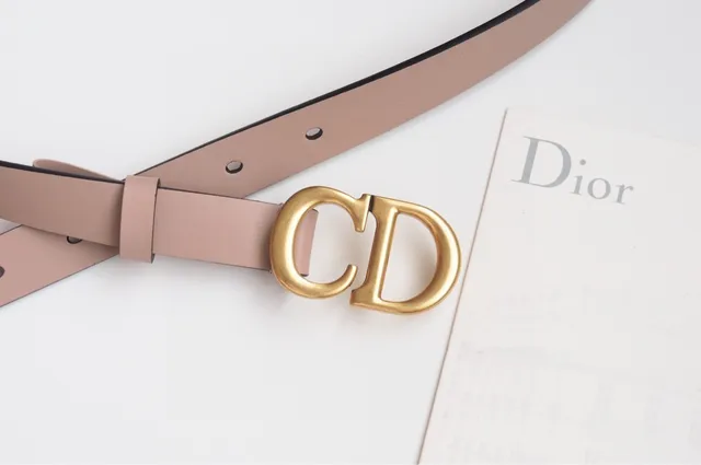 Dior CD Belt Beige Black Narrow Strap Piping Leather Belt 8