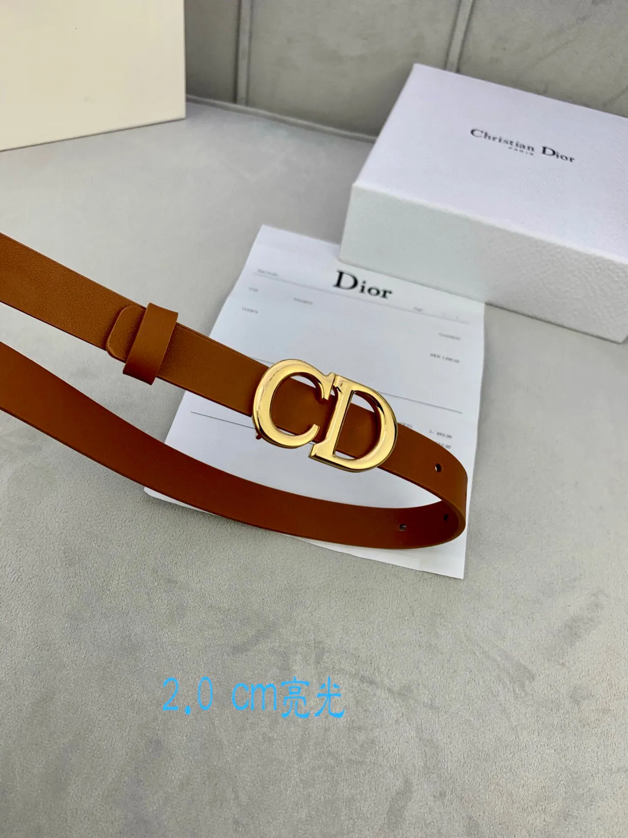 Dior CD Belt Beige Gold-Tone Leather Belt 12