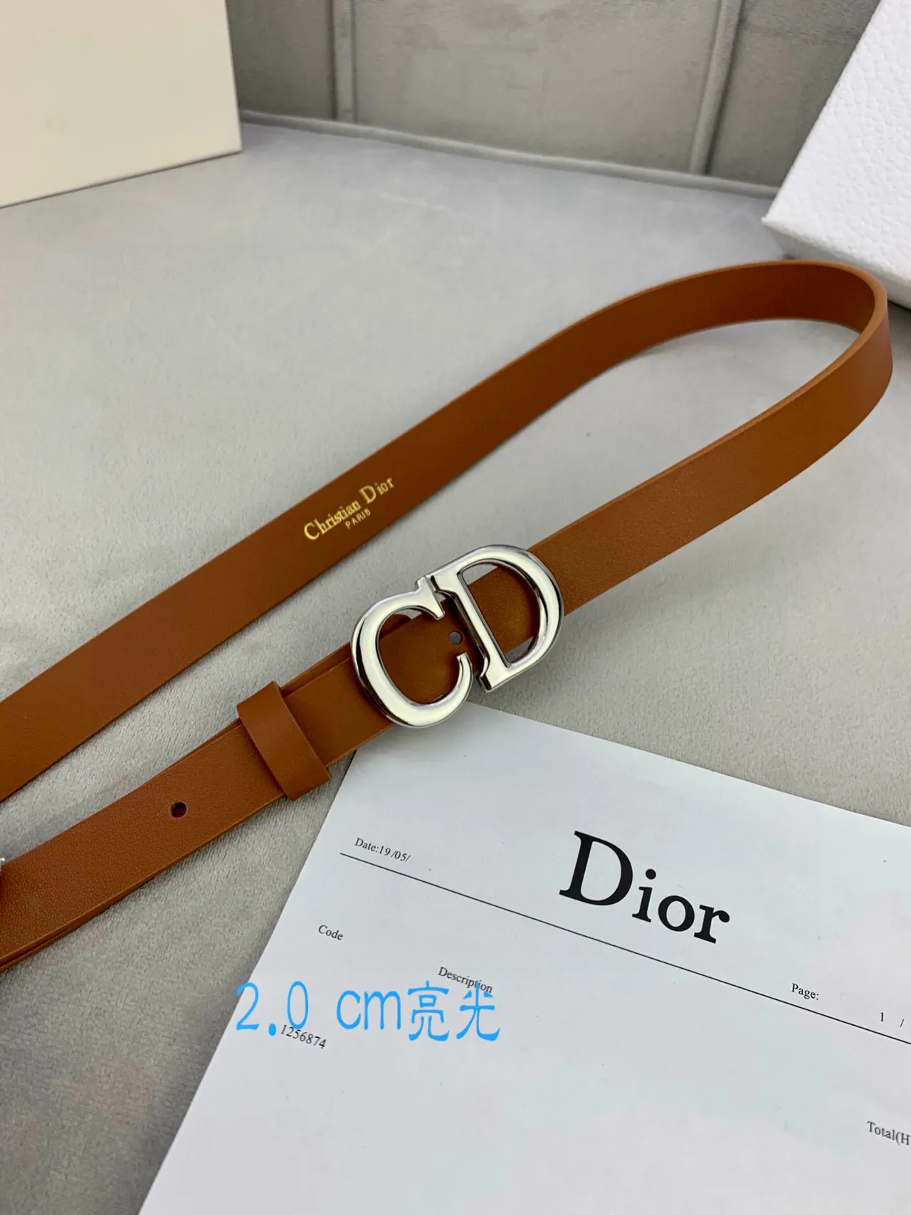 Dior CD Belt Beige Gold-Tone Leather Belt 16