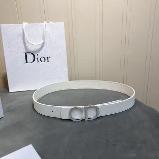 Dior CD Belt White Grained Leather Belt