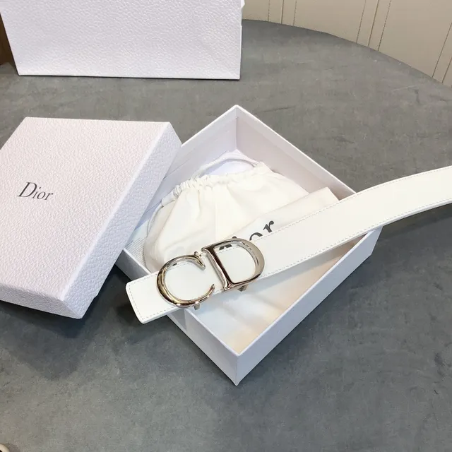 Dior CD Belt White Grained Leather Belt 4