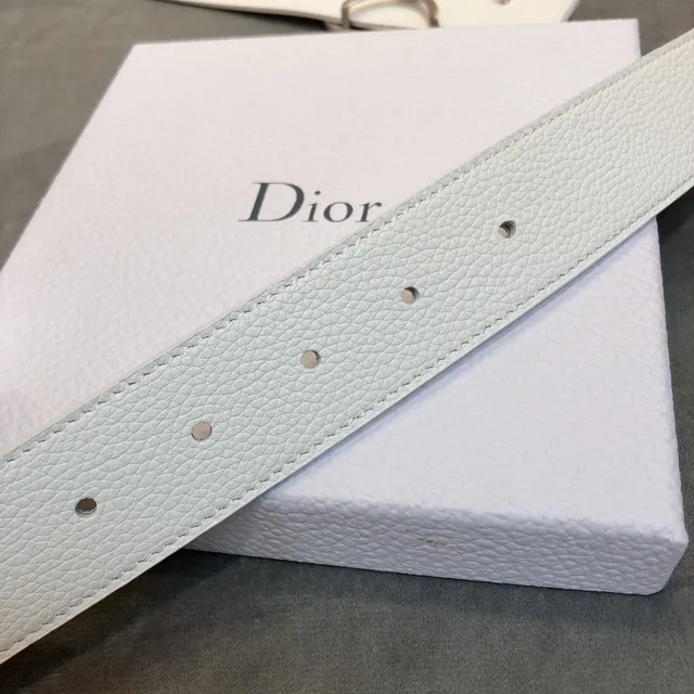 Dior CD Belt White Grained Leather Belt 6