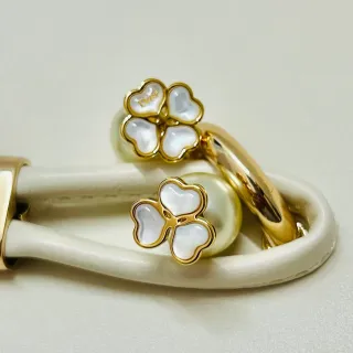 Dior Clover Enamel Gold-Tone Boucles d'oreilles
