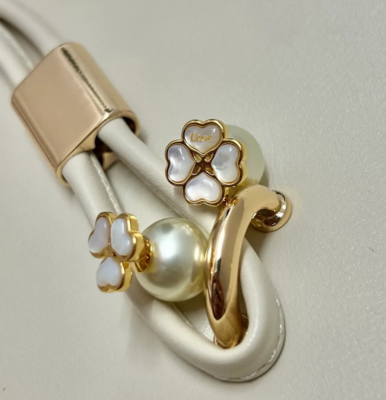 Dior Clover Enamel Gold-Tone Earrings 3