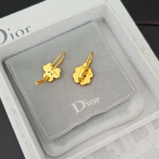 Dior Floral Motif Gold-Tone Mother-of-Pearl Earrings