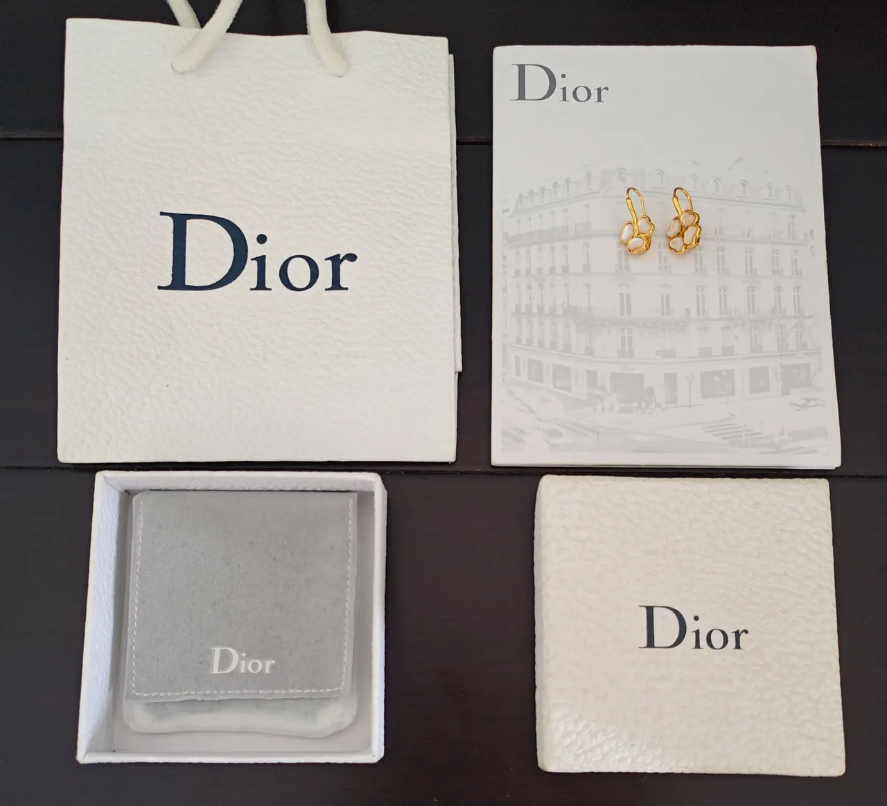 Dior Floral Motif Gold-Tone Mother-of-Pearl Earrings 2