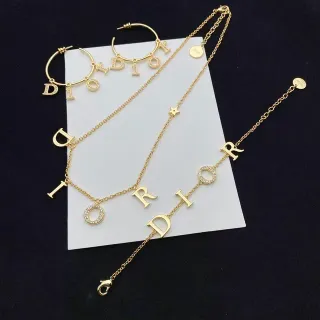 Dior Chaîne Or et Argent Charms de Lettres Collier