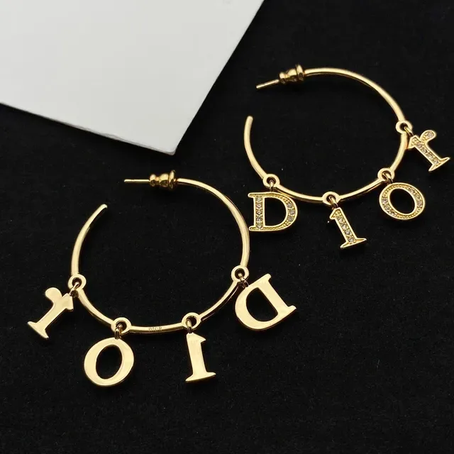 Dior Gold Silver Chain Letter Charms Necklace 3