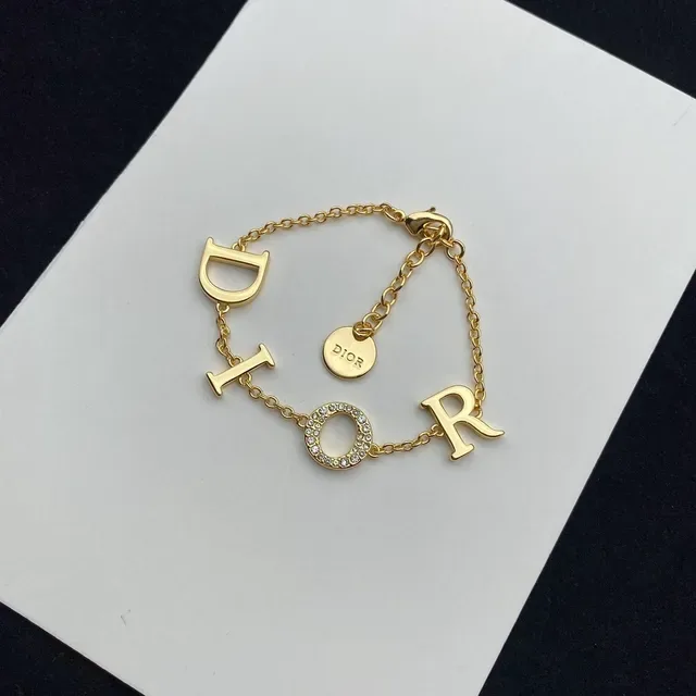 Dior Gold Silver Chain Letter Charms Necklace 5